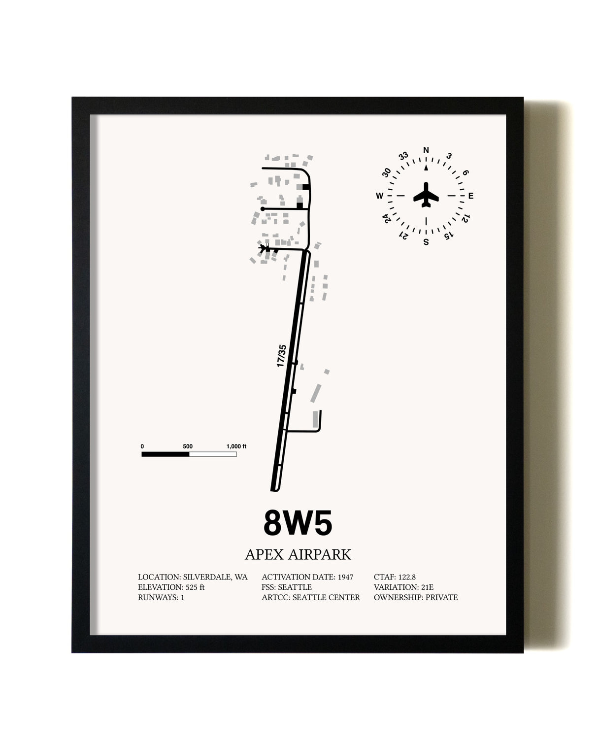 Framed Apex Airpark wall art poster in black frame