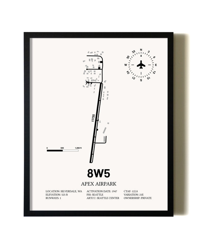 Framed Apex Airpark wall art poster in black frame