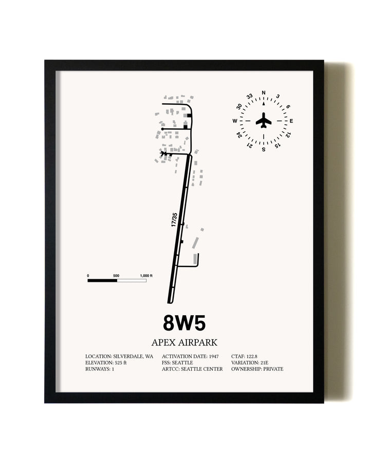 Framed Apex Airpark wall art poster in black frame