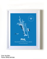Philadelphia International Airport framed wall art in white frame with mat