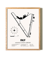 Aransas County Airport framed print in natural wood frame