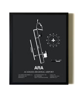 Unframed Acadiana Regional Airport map print poster