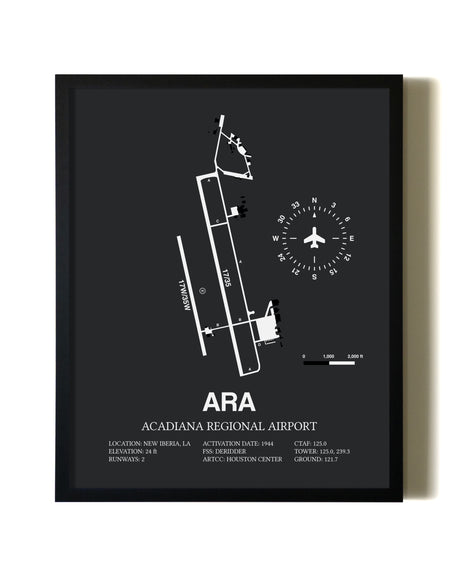 Unframed Acadiana Regional Airport map print poster