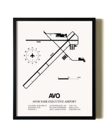 Framed Avon Park Executive Airport wall art poster in black frame