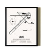 Framed Avon Park Executive Airport wall art poster in black frame