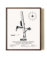 Morgantown Municipal Airport / Walter L. Bill Hart Field aviation print in walnut frame