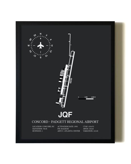 Unframed Concord-Padgett Regional Airport map print poster