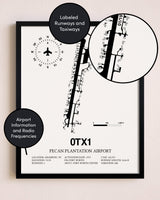 Framed Pecan Plantation Airport layout wall art poster