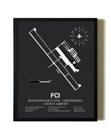 Unframed Richmond Executive-Chesterfield County Airport map print poster