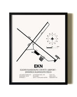 Framed Elkins-Randolph County Airport-Jennings Randolph Field wall art poster in black frame