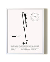 Smithville Crawford Municipal Airport airport map poster in oak frame
