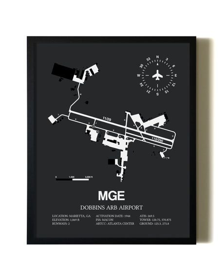 Unframed Dobbins ARB Airport map print poster