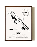 St. Cloud Regional Airport aviation print in walnut frame