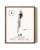 Rio Linda Airport aviation print in walnut frame