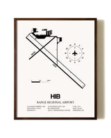 Range Regional Airport aviation print in walnut frame