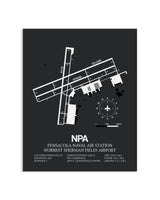 Gray Framed Pensacola Naval Air Station (Forrest Sherman Field) Airport layout wall art poster