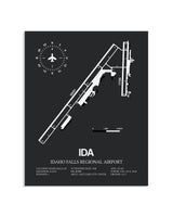 Gray Framed Idaho Falls Regional Airport layout wall art poster