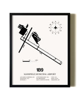 Framed Mansfield Municipal Airport wall art poster in black frame
