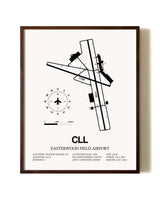 Easterwood Field Airport aviation print in walnut frame