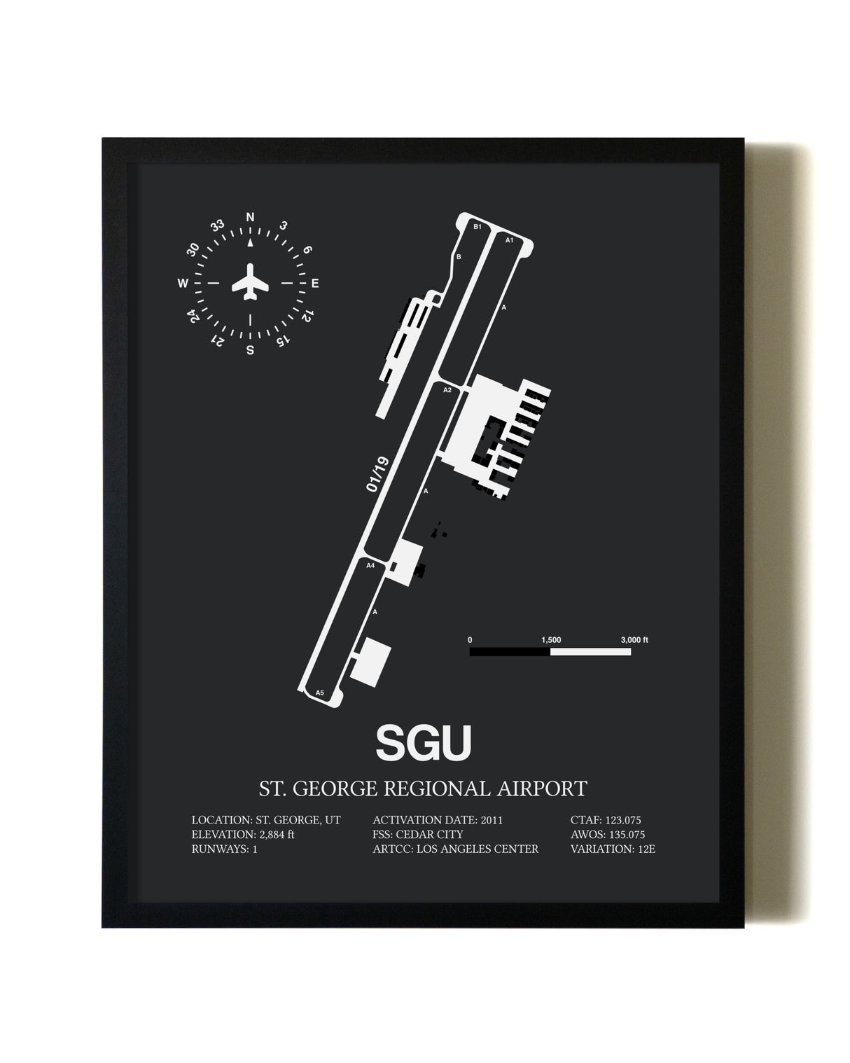 Unframed St. George Regional Airport map print poster