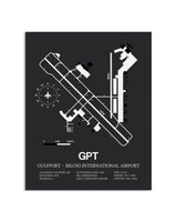 Gray Framed Gulfport-Biloxi International Airport layout wall art poster