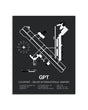 Gray Framed Gulfport-Biloxi International Airport layout wall art poster