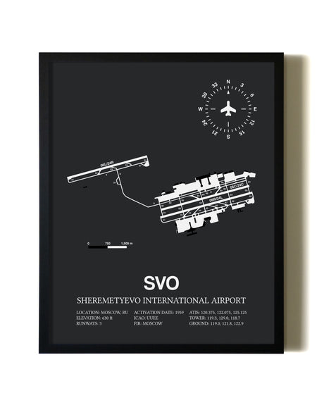 Unframed Sheremetyevo International Airport map print poster