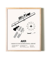 Akron Fulton International Airport framed wall art in white frame