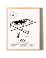 Capital City Airport framed wall art in white frame