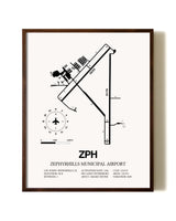 Zephyrhills Municipal Airport aviation print in walnut frame