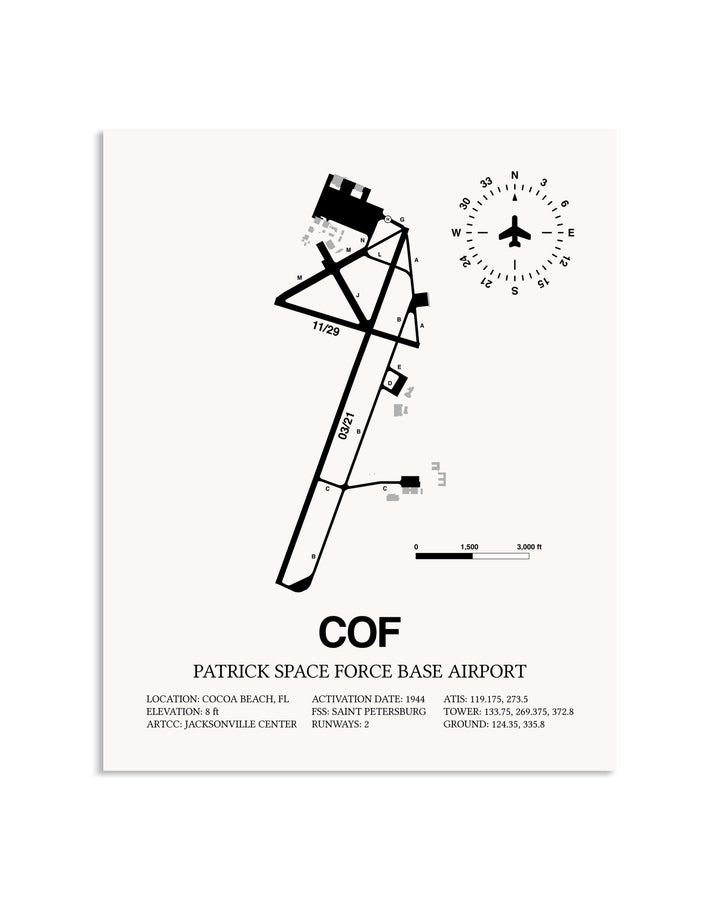 Gray Patrick Space Force Base Airport framed poster displayed in an airplane hangar