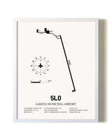 Lakota Municipal Airport airport map poster in oak frame