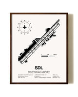 Scottsdale Airport aviation print in walnut frame