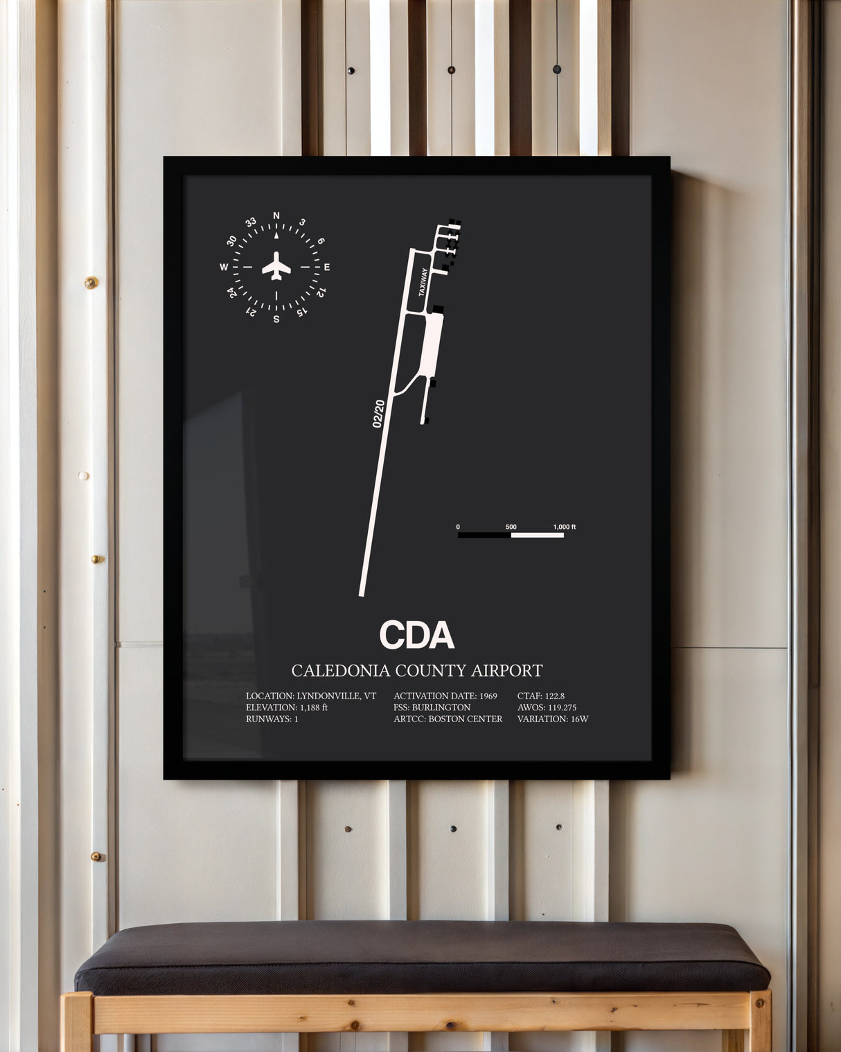 Frame color options for Caledonia County Airport Wall Art