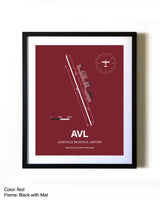 Asheville Regional Airport aviation wall décor in black wood frame