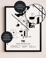 Framed Tinker Air Force Base layout wall art poster