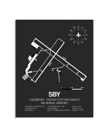 Gray Framed Salisbury-Ocean City Wicomico Regional Airport layout wall art poster