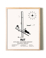 Rutland / Southern Vermont Regional Airport framed wall art in white frame