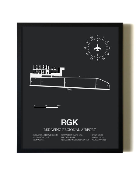 Unframed Red Wing Regional Airport map print poster