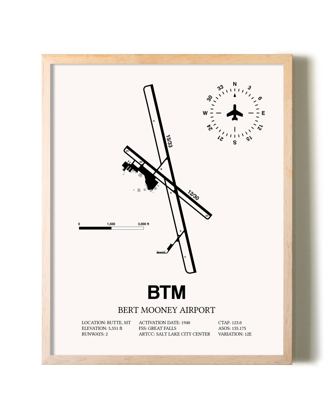 Bert Mooney Airport framed wall art in white frame