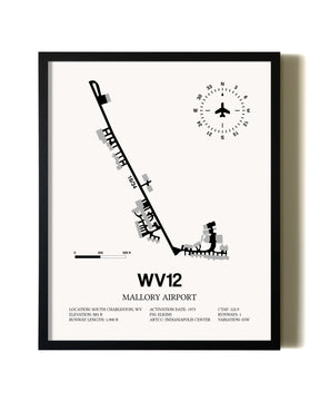 Framed Mallory Airport wall art poster in black frame