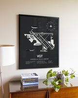 Gray Framed North Las Vegas Airport wall art poster in black frame