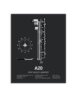 Gray Framed Sun Valley Airport layout wall art poster
