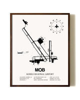 Mobile Regional Airport aviation print in walnut frame