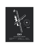 Gray Framed Outlaw Field Airport layout wall art poster
