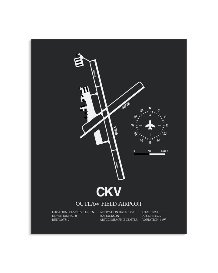 Gray Framed Outlaw Field Airport layout wall art poster