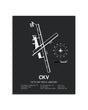 Gray Framed Outlaw Field Airport layout wall art poster