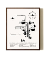 Savannah / Hilton Head International Airport aviation print in walnut frame