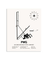 Gray McGregor Executive Airport framed poster displayed in an airplane hangar