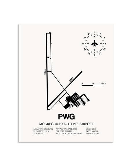 Gray McGregor Executive Airport framed poster displayed in an airplane hangar